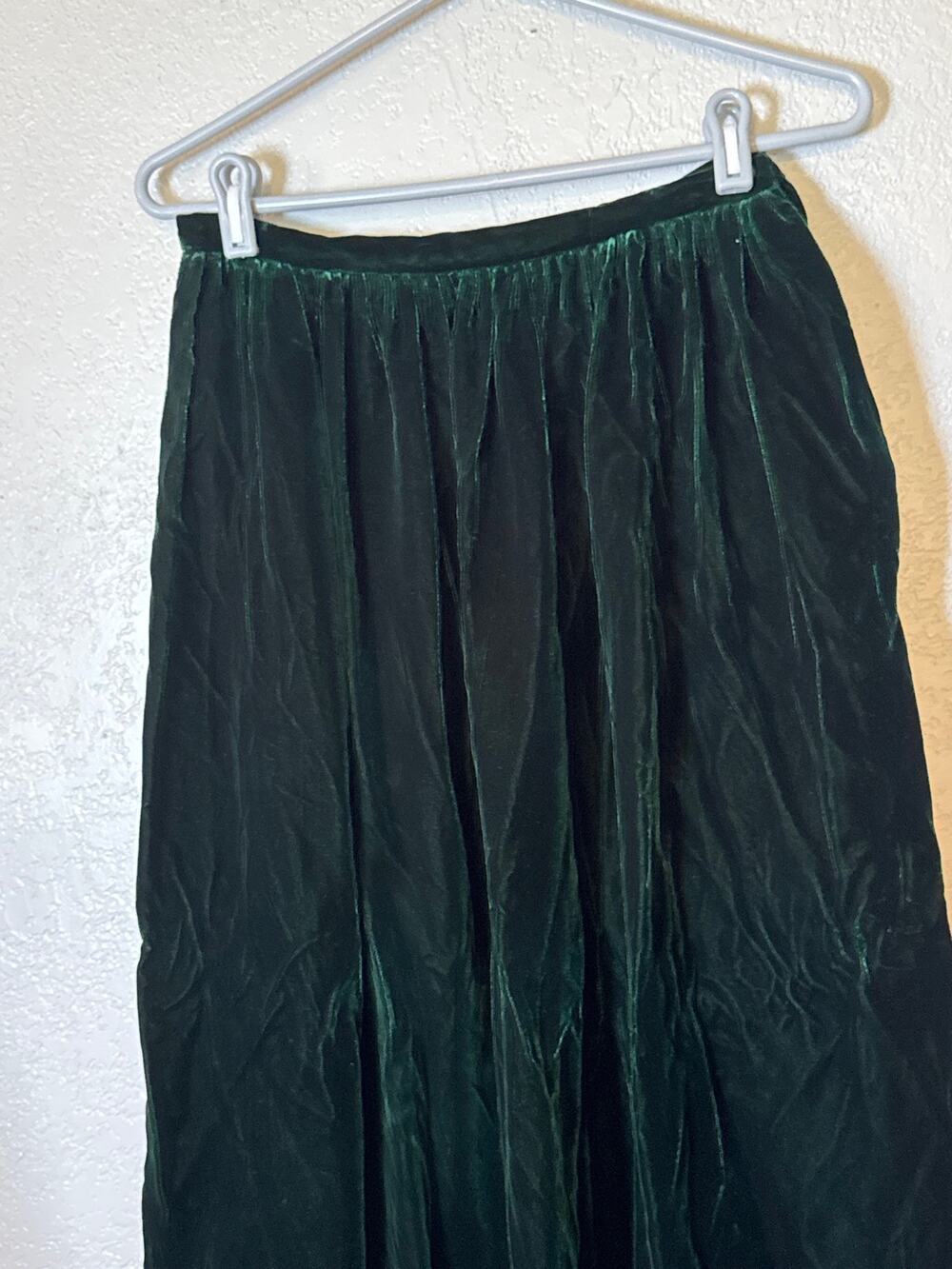Vintage Green Velvet Midi Skirt Hunter Forest Green Womens 10 Christmas Xmas